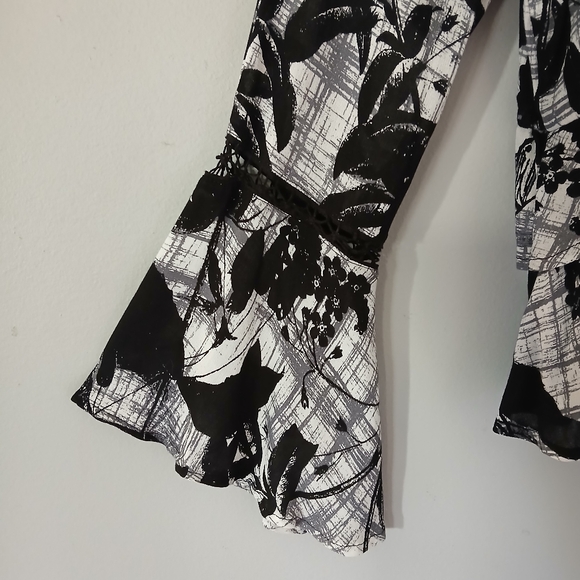 ASTR The Label Tie Front Bell Sleeve Peplum Top - Picture 6 of 14